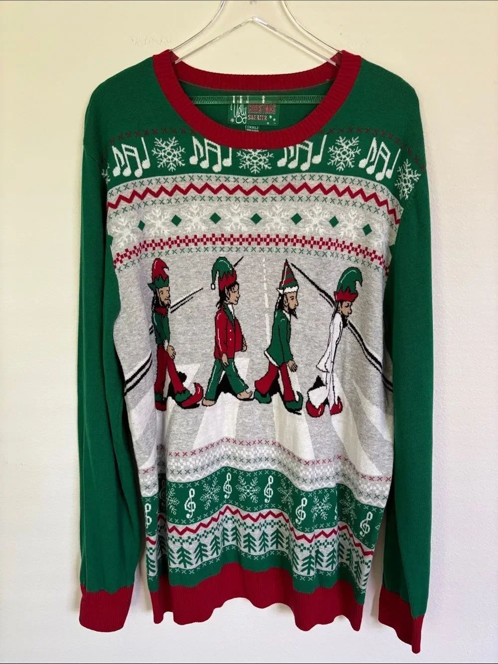 Ugly Christmas Sweater Men’s’ Abbey Road Elves Pullover Sweater Size XXL